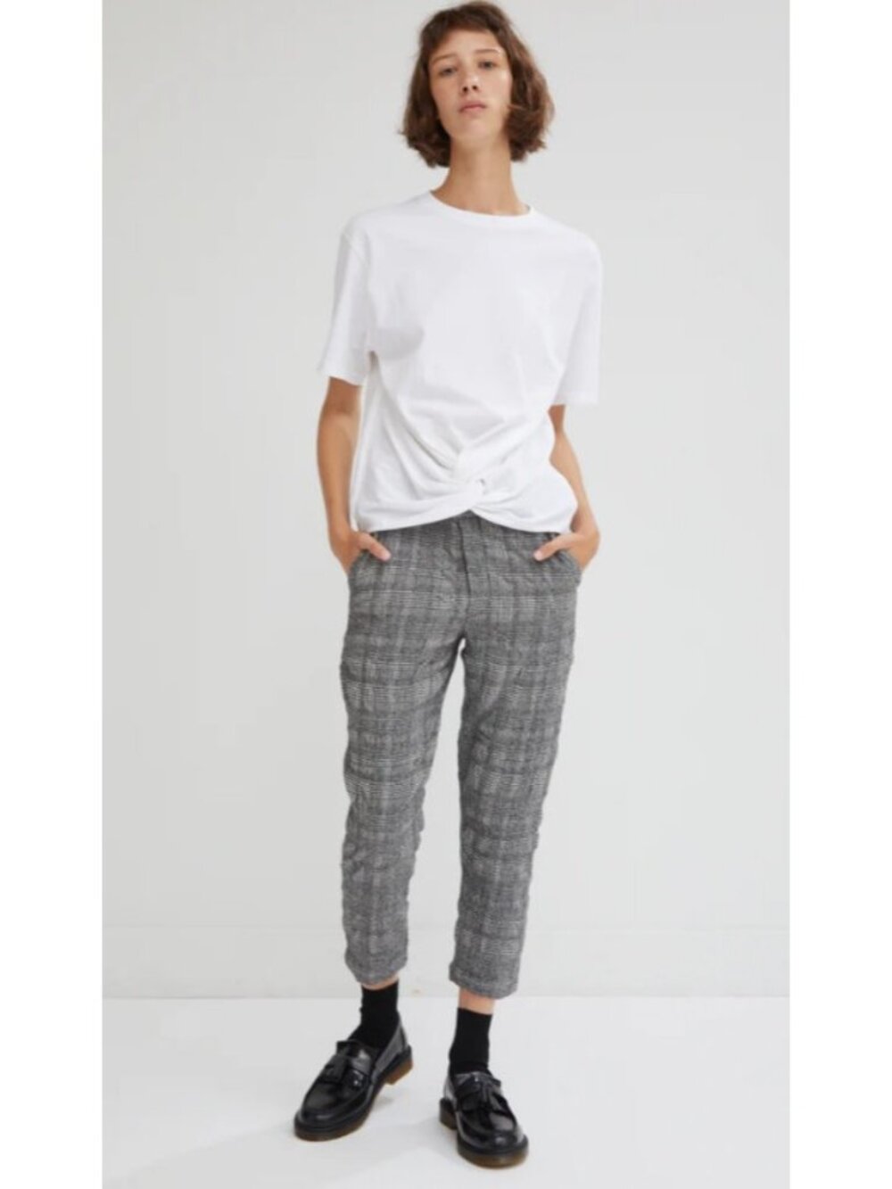 R13 PJ Pant Black White Plaid Japanese Fabric Ankle Pant $600, Size S